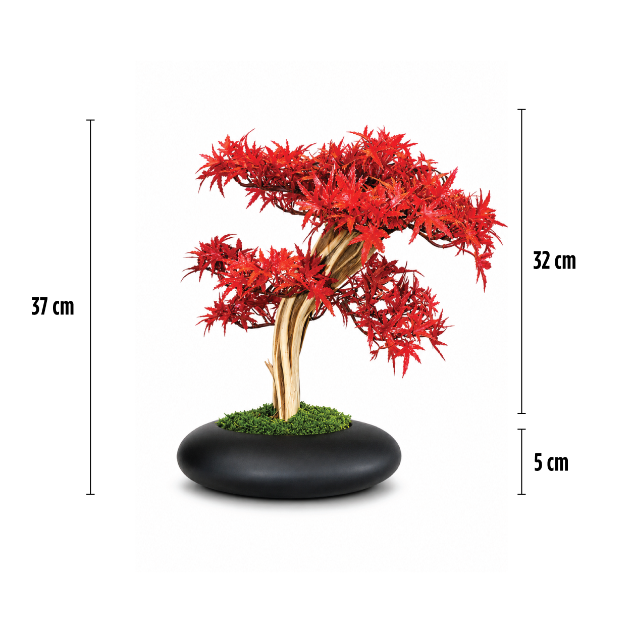 Premium Yapay Kırmızı Japon Akçaağaç Bonsai – Dekoratif Acer Palmatum 35cm