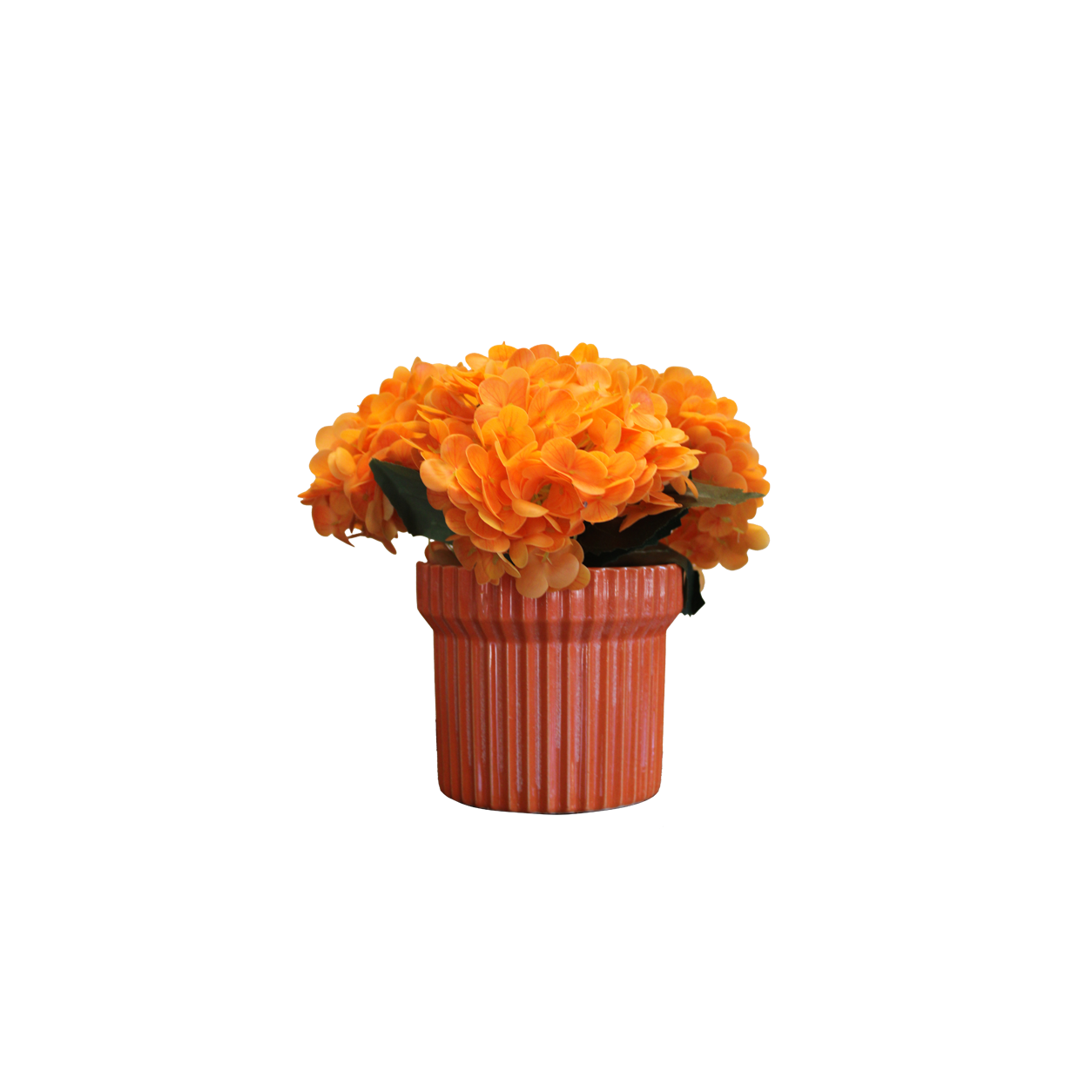 Premium Yapay Turuncu Ortanca Aranjmanı 25cm