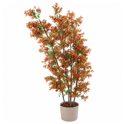 Premium Yapay Kırmızı Çiçekli Dekoratif Ağaç 190cm