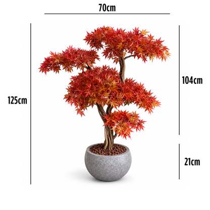 Kırmızı Japon Akçaağaç Bonsai (Acer Palmatum) – Premium Dekoratif Yapay Bonsai