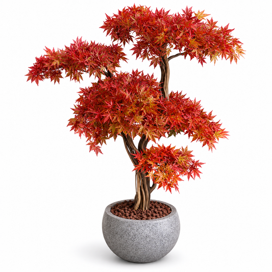 Kırmızı Japon Akçaağaç Bonsai (Acer Palmatum) – Premium Dekoratif Yapay Bonsai