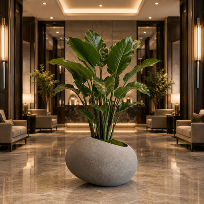 ZenStone Organik Beton Görünümlü Fiber Saksı Gri 76x58x41cm