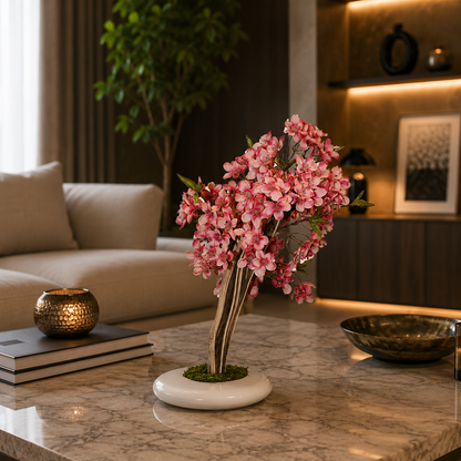 Premium Yapay Sakura Ağacı – Pembe Çiçekli Dekoratif Mini Ağaç 40cm