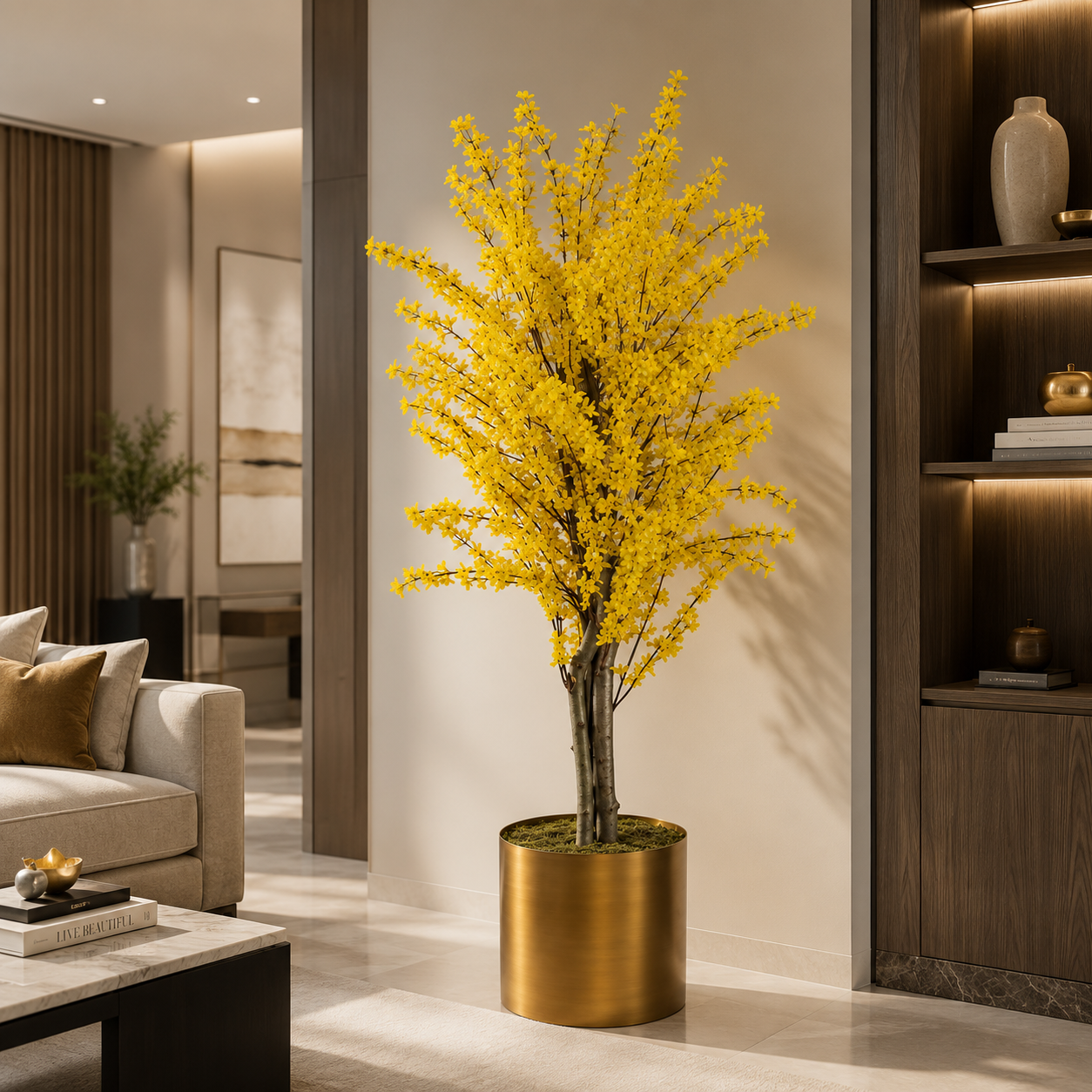 Premium Yapay Forsythia Ağacı – Sarı Çiçekli Dekoratif Altın Çan Ağacı 180cm
