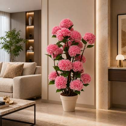 Premium Yapay Pembe Ortanca Ağacı – Dekoratif Hydrangea Ağacı 145cm