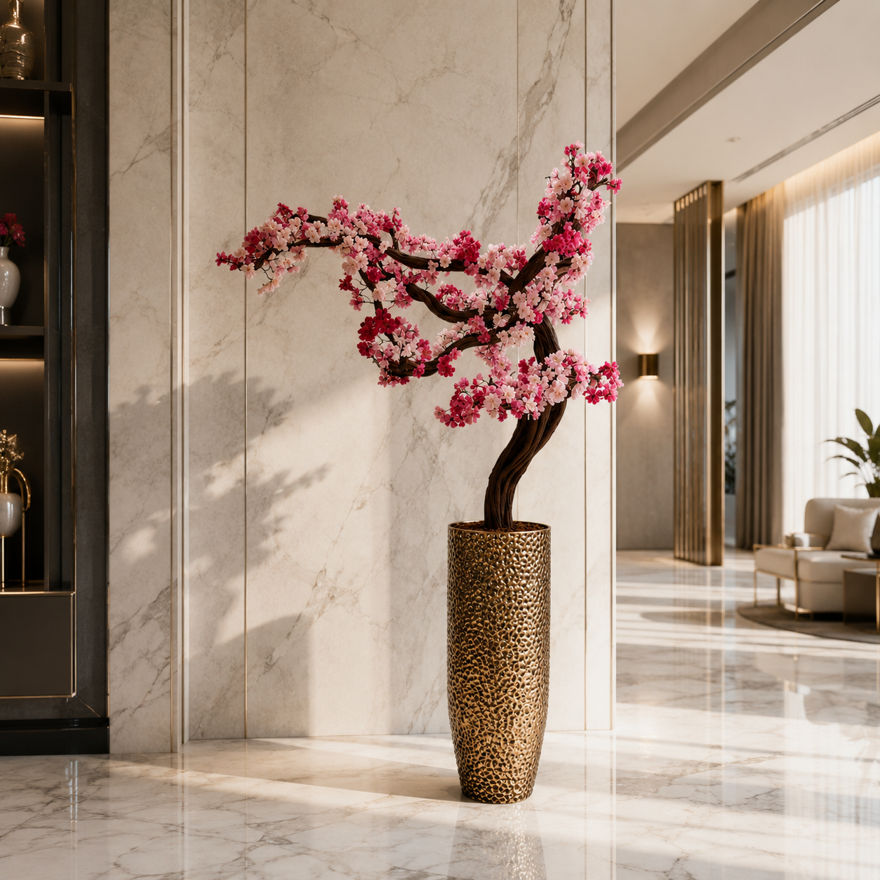 Premium Yan Form Sakura Ağacı – Dekoratif Yapay Kiraz Çiçeği Ağacı