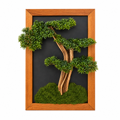 3D Bonsai Tablo – Ahşap Çerçeveli Premium Duvar Dekoru | 38x58 cm