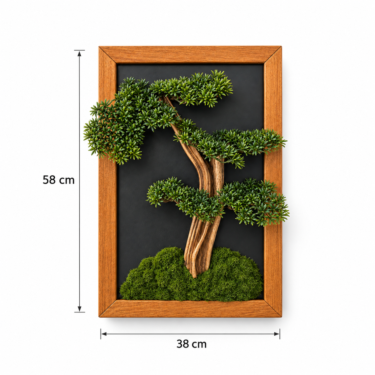 3D Bonsai Tablo – Ahşap Çerçeveli Premium Duvar Dekoru | 38x58 cm